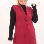 Kamizelka w dużym rozmiarze czerwona dzianinowa dla kobiet