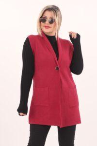 Kamizelka w dużym rozmiarze czerwona dzianinowa dla kobiet