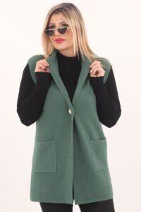 Kamizelka w dużym rozmiarze zielona dzianinowa dla kobiet