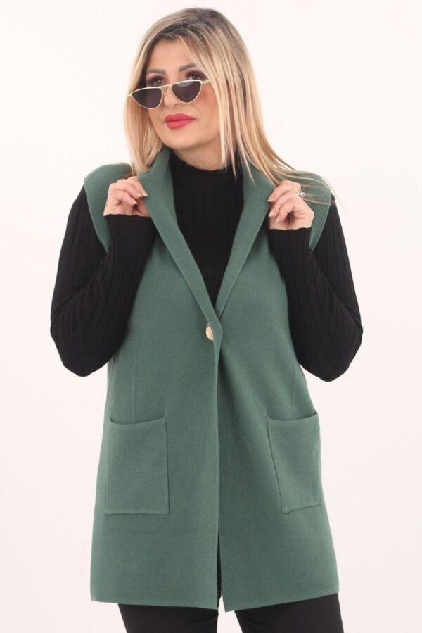 Kamizelka w dużym rozmiarze zielona dzianinowa dla kobiet