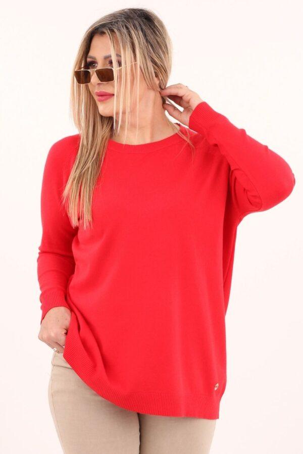 Klasyczny sweter damski czerwony