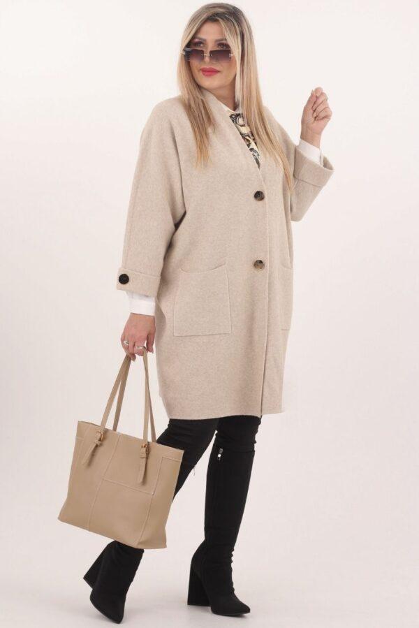 Kremowy kardigan damski elegancki długi