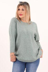 Miętowy sweter z dekoltem w łódkę