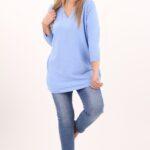 Niebieski sweter w serek damski