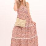 Letnia brązowa bawełniana sukienka z guzikami