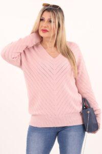 Różowy sweter damski ażurowy