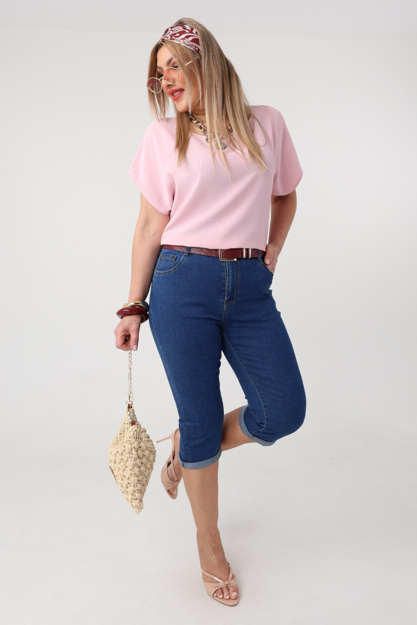 Spodnie jeansowe rybaczki damskie plus size