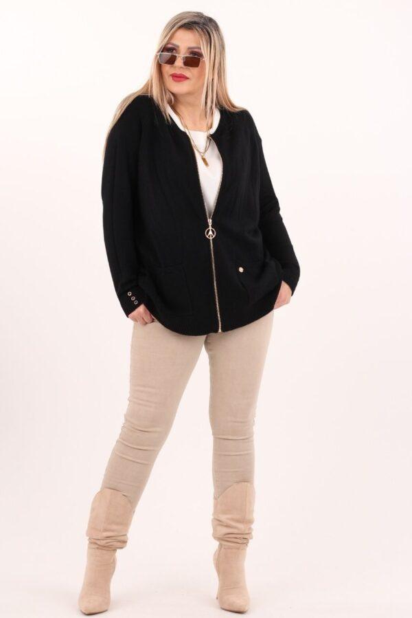 sweter rozpinany plus size w kolorze czarnym