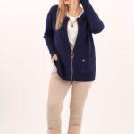 sweter rozpinany plus size w kolorze granatowym