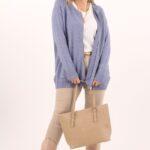 sweter rozpinany plus size w kolorze jeansowym