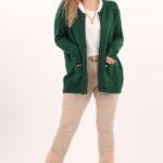 sweter rozpinany plus size w kolorze zielonym