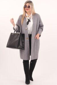 Szary kardigan damski elegancki długi