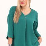 Bluzka damska XXL zielona – moda dla puszystych pań