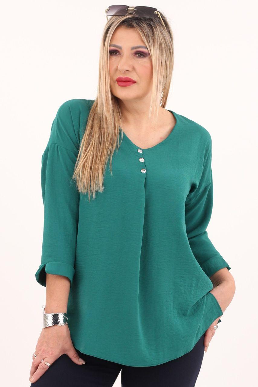 Bluzka damska XXL zielona – moda dla puszystych pań