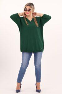 Zielony sweter w serek damski