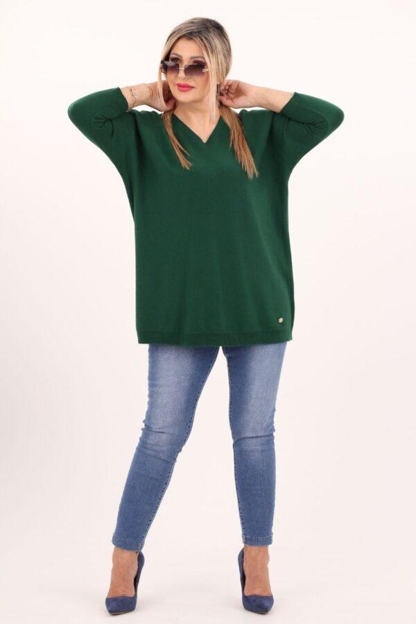 Zielony sweter w serek damski