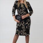 Prosta jesienna sukienka PLUS SIZE w kwiaty 44-54, sukienka dla puszystych, sukienka w dużych rozmiarach