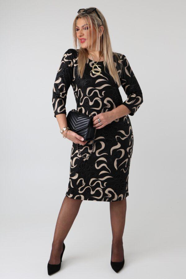 Prosta jesienna sukienka PLUS SIZE w kwiaty 44-54, sukienka dla puszystych, sukienka w dużych rozmiarach