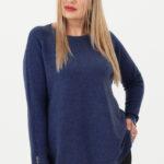 Ciepły sweter damski granatowy oversize