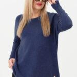 Ciepły sweter damski granatowy oversize