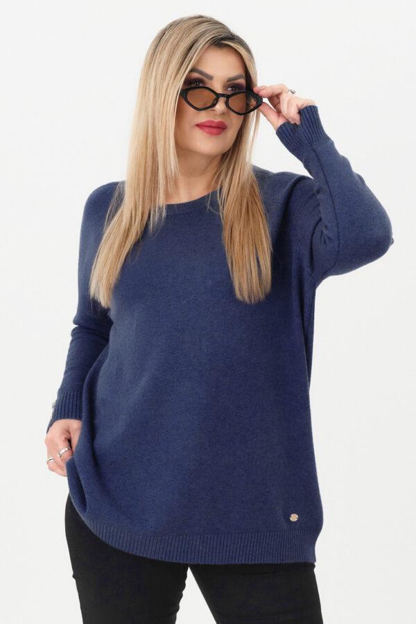 Ciepły sweter damski granatowy oversize