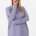 Ciepły sweter damski lawendowy oversize