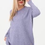 Ciepły sweter damski lawendowy oversize
