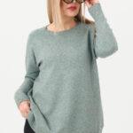 Ciepły sweter damski miętowy oversize