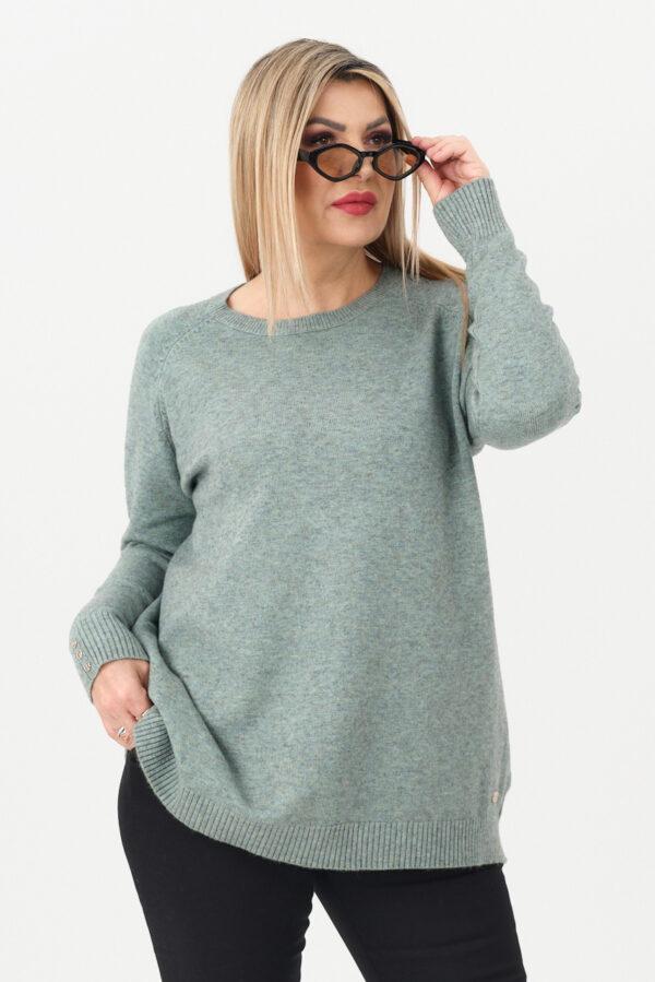 Ciepły sweter damski miętowy oversize