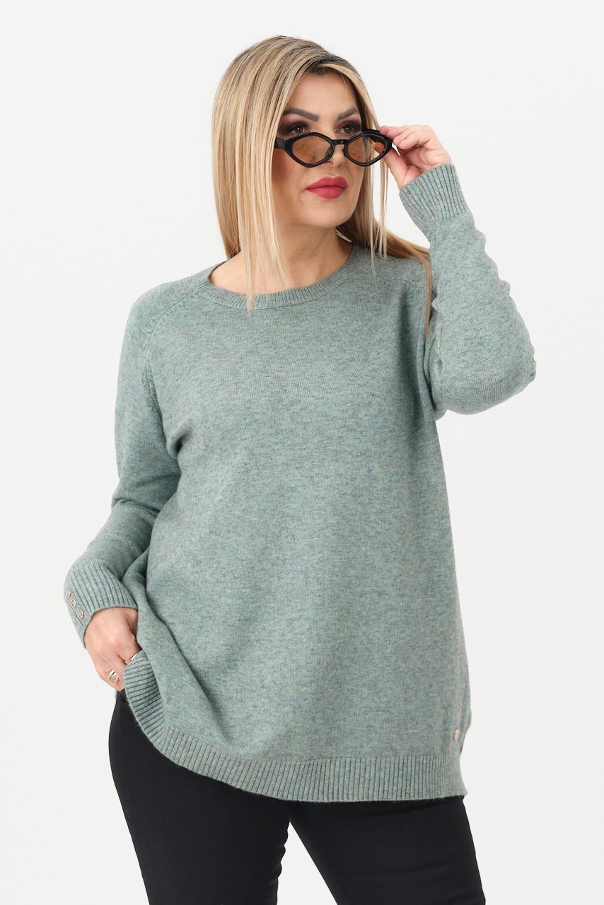 Ciepły sweter damski miętowy oversize