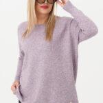 Ciepły sweter damski różowy oversize