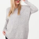 Ciepły sweter damski szary oversize