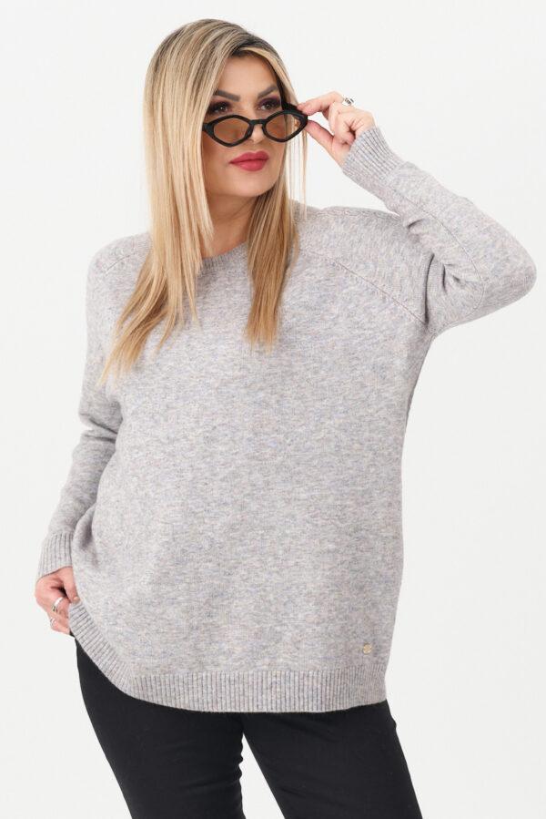 Ciepły sweter damski szary oversize