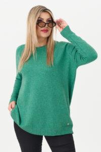 Ciepły sweter damski zielony oversize