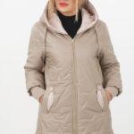 Dłuższa kurtka przejściowa damska beżowa z zamkami po bokach