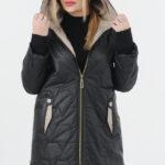 Dłuższa kurtka przejściowa damska czarna z zamkami po bokach