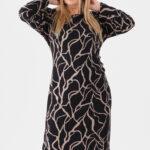Dopasowana-sukienka-z-marszczeniem-czarno-beżowa (6)