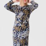 Dopasowana-sukienka-z-marszczeniem-granatowo-żółta (5)