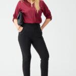 Elastyczne spodnie z wysokim stanem plus size