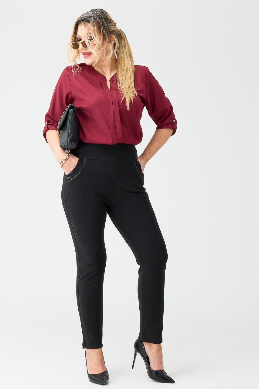 Elastyczne spodnie z wysokim stanem plus size