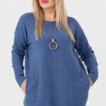 sweter plus size damski w kolorze niebieskim