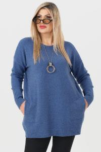 sweter plus size damski w kolorze niebieskim