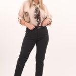 Spodnie eleganckie z prostą nogawką czarne z paskiem