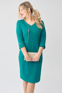 Sukienka z dekoltem PLUS SIZE morska zieleń 44-54