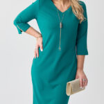 Sukienka z dekoltem PLUS SIZE morska zieleń 44-54