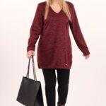 Tunika damska XXL oversize bordowa – moda dla puszystych kobiet