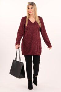 Tunika damska XXL oversize bordowa – moda dla puszystych kobiet