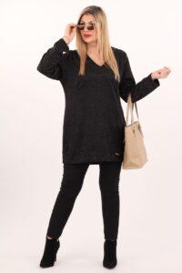 Tunika damska XXL oversize czarna – moda dla puszystych kobiet