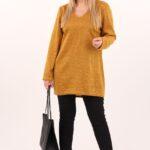 Tunika damska XXL oversize musztardowa – moda dla puszystych kobiet