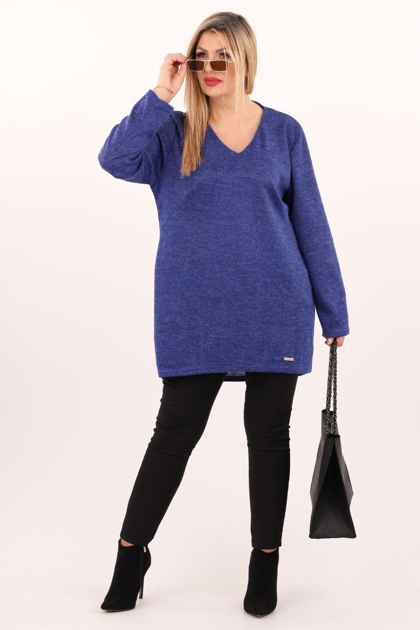 Tunika damska XXL oversize niebieska – moda dla puszystych kobiet